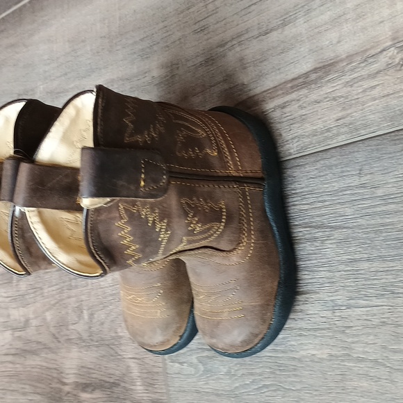 Old West Toddler Leather Cowboy Boots Tubbie Crazy Horse - Picture 3 of 13